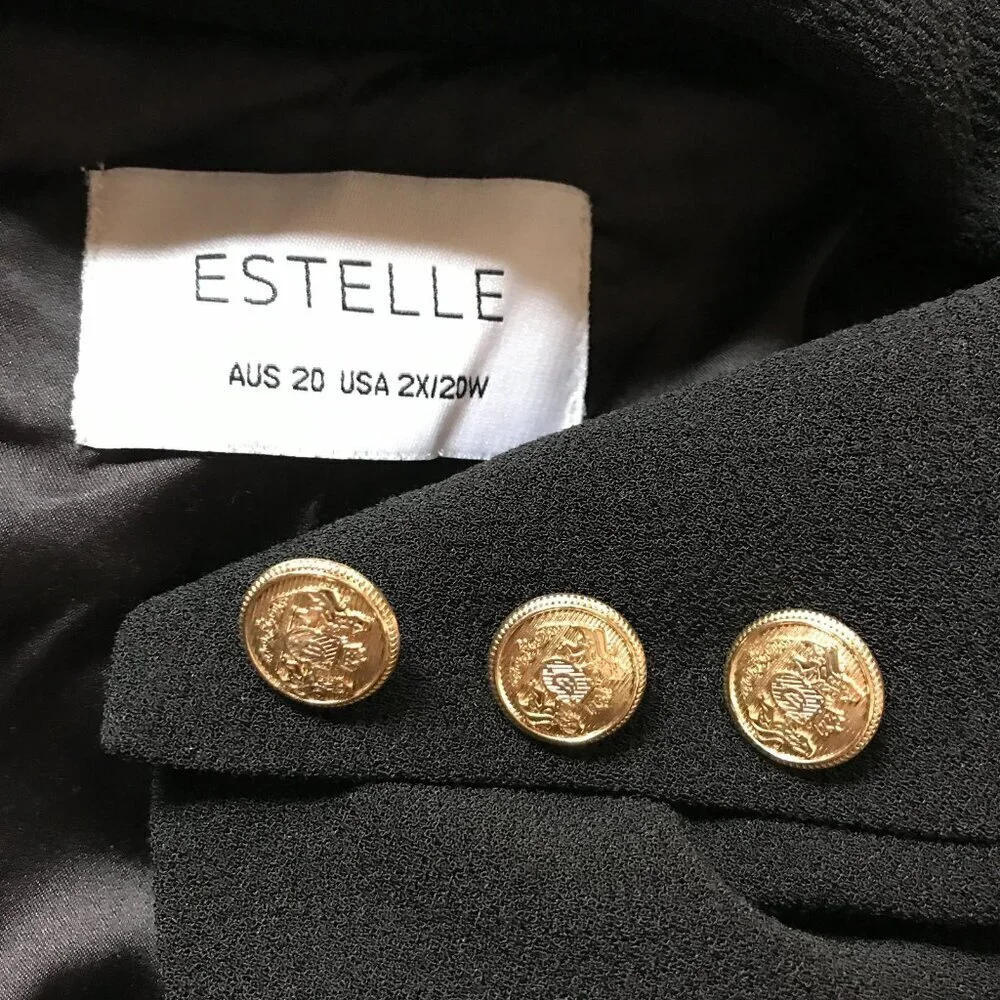 Estelle Plus Size Black Double-Breasted Blazer 2X/20W